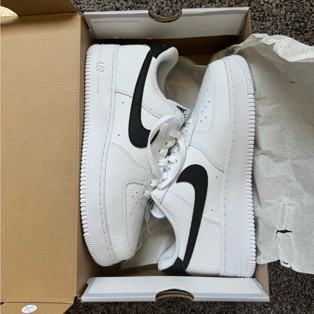Nike White and Black Air Force 1s Sneakers